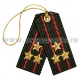 Брелок вышитый Погончики ВС оливковые ( полковник)