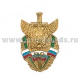 Значок мет. ПВ орел на мече с лентой РФ